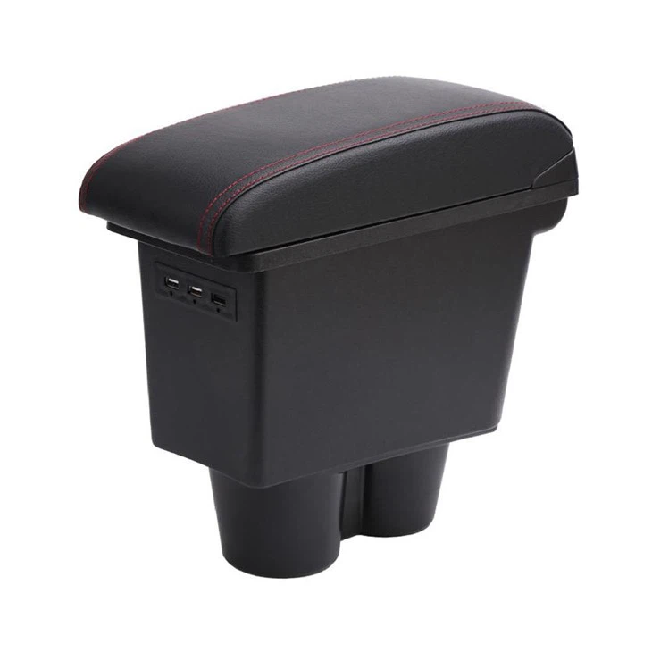Armrest Box Automotive Storage Leather Car Center Console With Cup Holder And Ashtray
