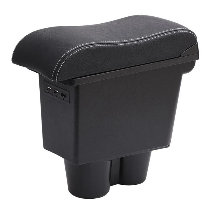 Armrest Box Automotive Storage Leather Car Center Console With Cup Holder And Ashtray